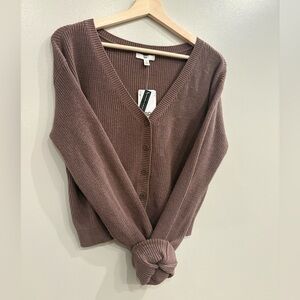 NWT BP Brown V-Neck Button-Up Women's cardigan